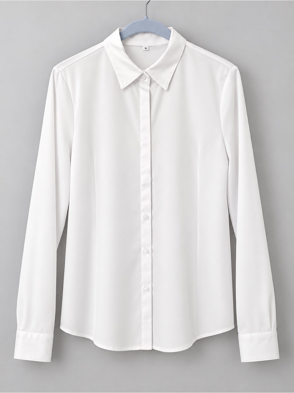 Classic White Long-Sleeve Button-Up Shirt - Womens